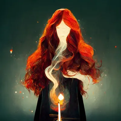 Рисунок девушки с рыжими волосами и кучей карандашей на столе. | Премиум  Фото