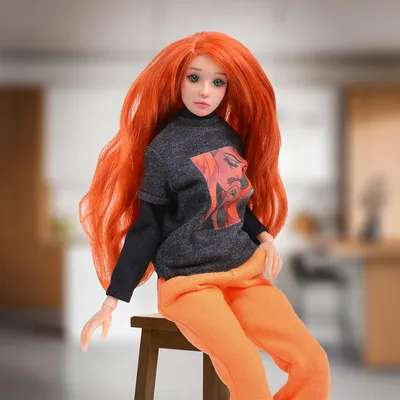 Шарнирная кукла ручной работы Синди с длинными рыжими волосами и модным  нарядом | iG-Store
