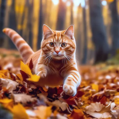 Рыжий кот осень картинки фото