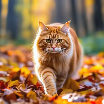Красивый, пушистый, рыжий кот в …» — создано в Шедевруме