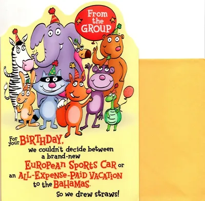 Funny Happy Birthday From Office Group Coworkers Animal Theme Hallmark Card  | eBay