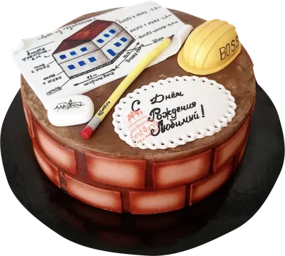 Заказать торт на день строителя из мастики, фото тортов для строителя,  CakesClub