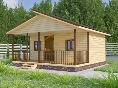 Каркасный садовый домик с террасой Вяз-2 (КТ) 6x6 Площадь: 36 м² с террасой  под ключ в Можайске