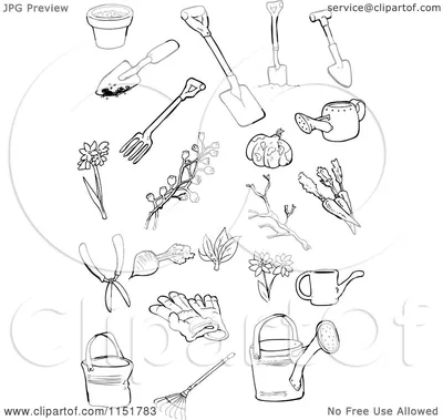 Садовый инвентарь раскраска для детей - 31 фото