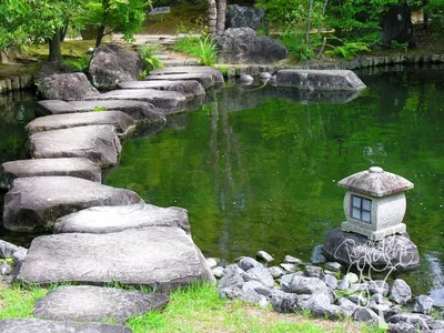 Японские сады Японский сад с камнями и небольшим прудом, архитектура,  Киото, замок фон картинки и Фото для бесплатной загрузки