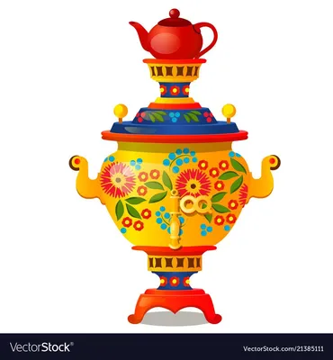 Samovar with traditional russian ornament isolated | Drawing for kids, Art  for kids, Vector images