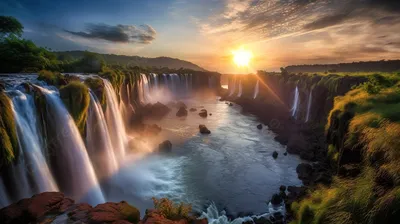 изображение заката возле водопада игуасу, самые красивые фотографии в мире  фон картинки и Фото для бесплатной загрузки
