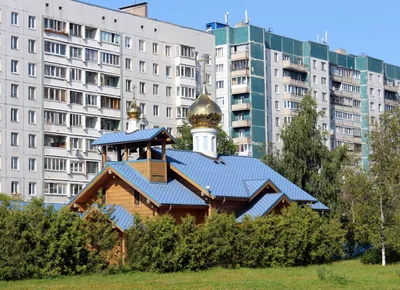 Приморский район (Санкт-Петербург). Церковь Николая Чудотворца, фотография.  общий вид в ландшафте