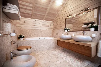 Ванная В Деревянном Доме: 200+ (Фото) Отделка, Обустройство | Деревянные  дома, Зеркало для ванной, Бревенчатые дома