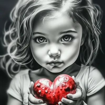Сердце в руках держит девочка 5 лет…» — создано в Шедевруме