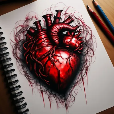 Черное Сердце Нарисованное Цветным Карандашом Форма Сердца Выделена На  Белом Фоне — стоковая векторная графика и другие изображения на тему World  Heart Day - iStock