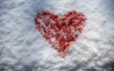 Обои Сердце на снегу, картинки - Обои для рабочего стола Сердце на снегу  фото из альбома: (любовь)