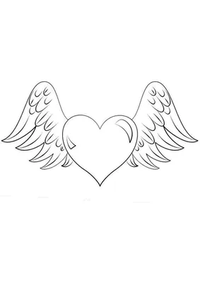 Сердце с крыльями рисунок - 54 фото