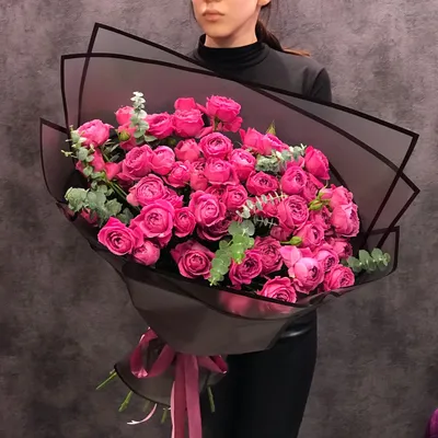 Шикарный букет из роз \"Розовая радуга\" - 131 шт за 23 990 руб. | Бесплатная  доставка цветов по Москве