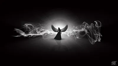 Силуэт ангела, девушки, с крыльями, …» — создано в Шедевруме