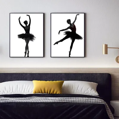 Силуэт танцующей балерины с воздушными шарами в черном цвете. Векторная  Иллюстрацияю Stock Vector | Adobe Stock