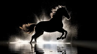 Силуэт лошади на фоне гор. | Премиум Фото