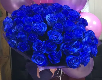Композиция \"Синие розы в шляпной коробке\"» с розами - купить в Мурманске за  9 870 руб