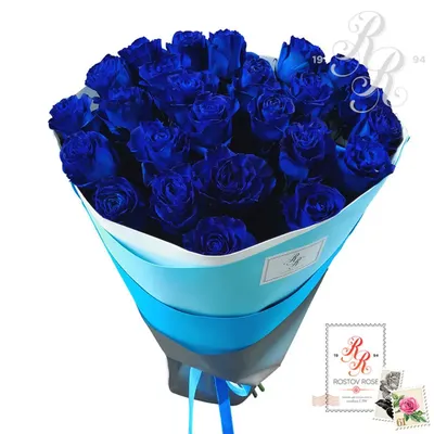 Синие розы в коробке с золотой за 4 690 руб. | Бесплатная доставка цветов  по Москве