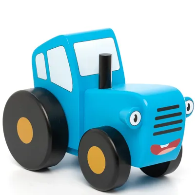 Игрушка деревянная «Синий трактор с прицепом» | Фабрика деревянной игрушки  Bochart