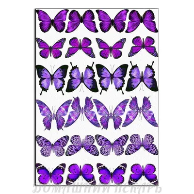 Картинка для торта Бабочки малиновые фиолетовые pr0082 на сахарной бумаге