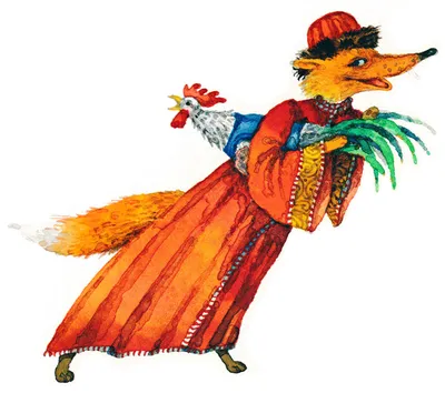 Книжка с картинками «Кот, петух и лиса» - русская народная сказка для самых  маленьких.