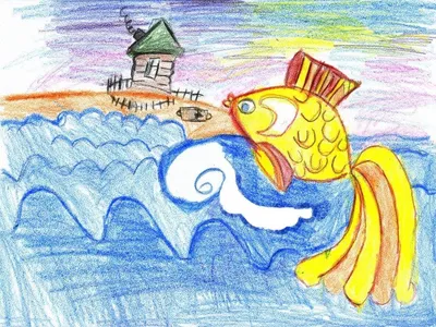 Нарисовать рисунок о рыбаке и рыбке - 19 фото