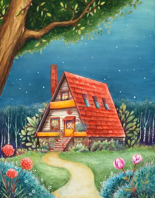 сказочные дома, спрятанные в лесу Иллюстрация штока - иллюстрации  насчитывающей вал, плотно: 246670366
