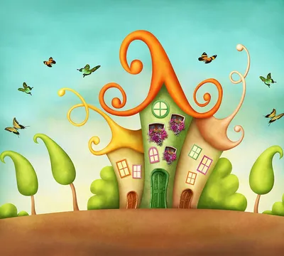 Сказочные домики-грибочки в лесу, …» — создано в Шедевруме
