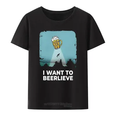 Смешные футболки с надписью «I Want To Beerlieve», графические футболки с  смешным мемом, с смешным рисунком смешного пива, питьевой, инопланетянина,  похищения, НЛО, топы, Повседневная Уличная одежда, футболки | AliExpress