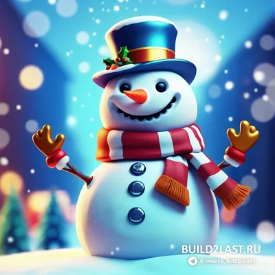 Нарисованный от руки снеговик в простом стиле каракулей | Премиум Фото