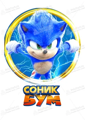 Картинка для торта \"Соник (Sonic)\" - PT100458 печать на сахарной пищевой  бумаге