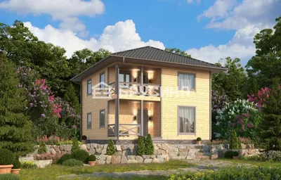 Двухэтажный дом из двойного бруса «Дворец Тора» - купить по выгодной цене  от производителя «ТопсХаус» в Москве. Теплые дома