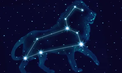 Созвездие льва с знаком звезды Иллюстрация штока - иллюстрации  насчитывающей лео, планета: 121414295