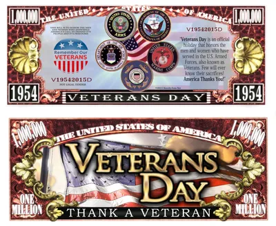 Veterans Day ~ Thank a Veteran ~ Million Dollar Bill Funny Money Novelty  Note | eBay