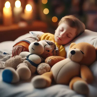 Спят усталые игрушки, красиво, …» — создано в Шедевруме