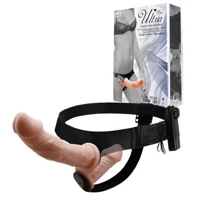 Купить Двойной страпон с вибрацией и пультом управления Passionate harness  — sex shop Extaz