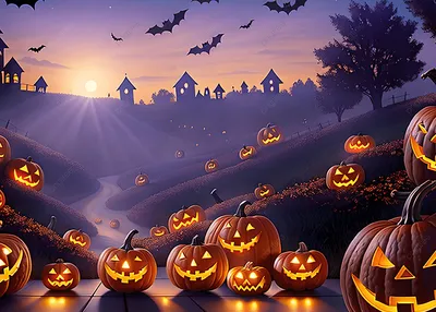 весь город украшен страшными тыквами на хэллоуин, Хэллоуин, страшный, тыквы  фон картинки и Фото для бесплатной загрузки