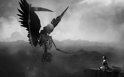 Страшный ангел смерти, держащий в руках скейт и фонарь на иллюстрация  концепции Хэллоуина Иллюстрация вектора - иллюстрации насчитывающей  кладбище, иллюстрации: 231421011