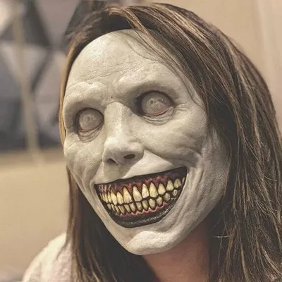 Крышка ужасного лица на Хэллоуин, улыбающееся белоглазное негоподобное зло,  страшная маска для косплея, страшная маска для лица, аксессуар для косплея  | AliExpress