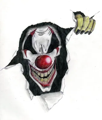 Клоун-маньяк на ужасном изображении