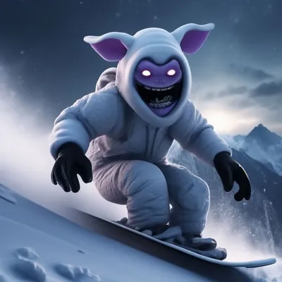 Страшный,криповый Лунтик на сноуборде…» — создано в Шедевруме