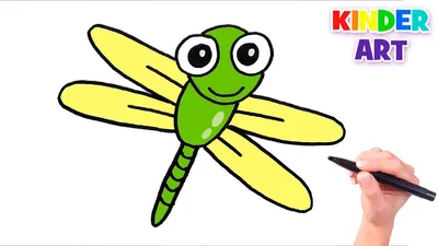 Как нарисовать стрекозу поэтапно ребенку | How to Draw a Cartoon Dragonfly  Easy for kids - YouTube