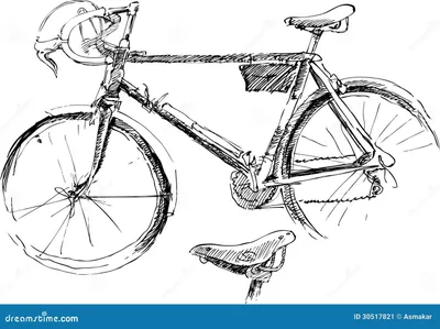 Раскраска Простая схема велосипеда распечатать - Велосипеды