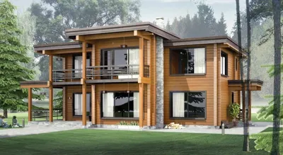 Проект двухэтажного дома из бруса 8х9,5 с гаражом (БР-152-3) ⋆