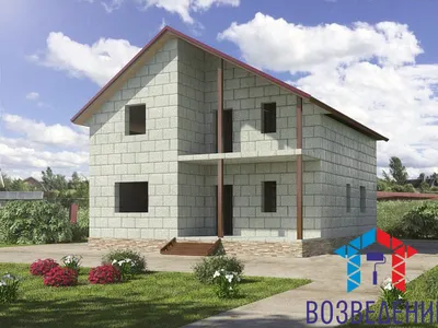Проект дома из пеноблоков с мансардой, гаражом и тремя спальнями D1049 |  Каталог проектов Домамо