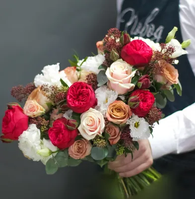Свадебный букет №12 из роз разного цвета — Свадебные букеты — Каталог — 33  тюльпана интернет-магазин цветов