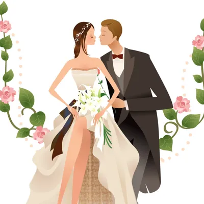 Свадебный мультяшный набор: пары жениха и невесты | Премиум векторы