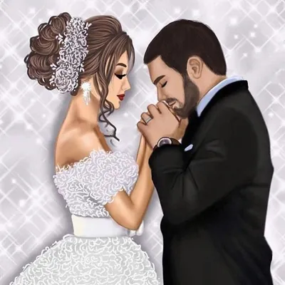 Свадебные пары мультяшный стиль иллюстрации | Премиум векторы