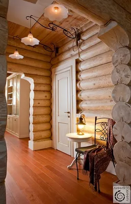 Деревянный дом в Ясной поляне, фото интерьеров от дизайн-студии \"Линия 8\"